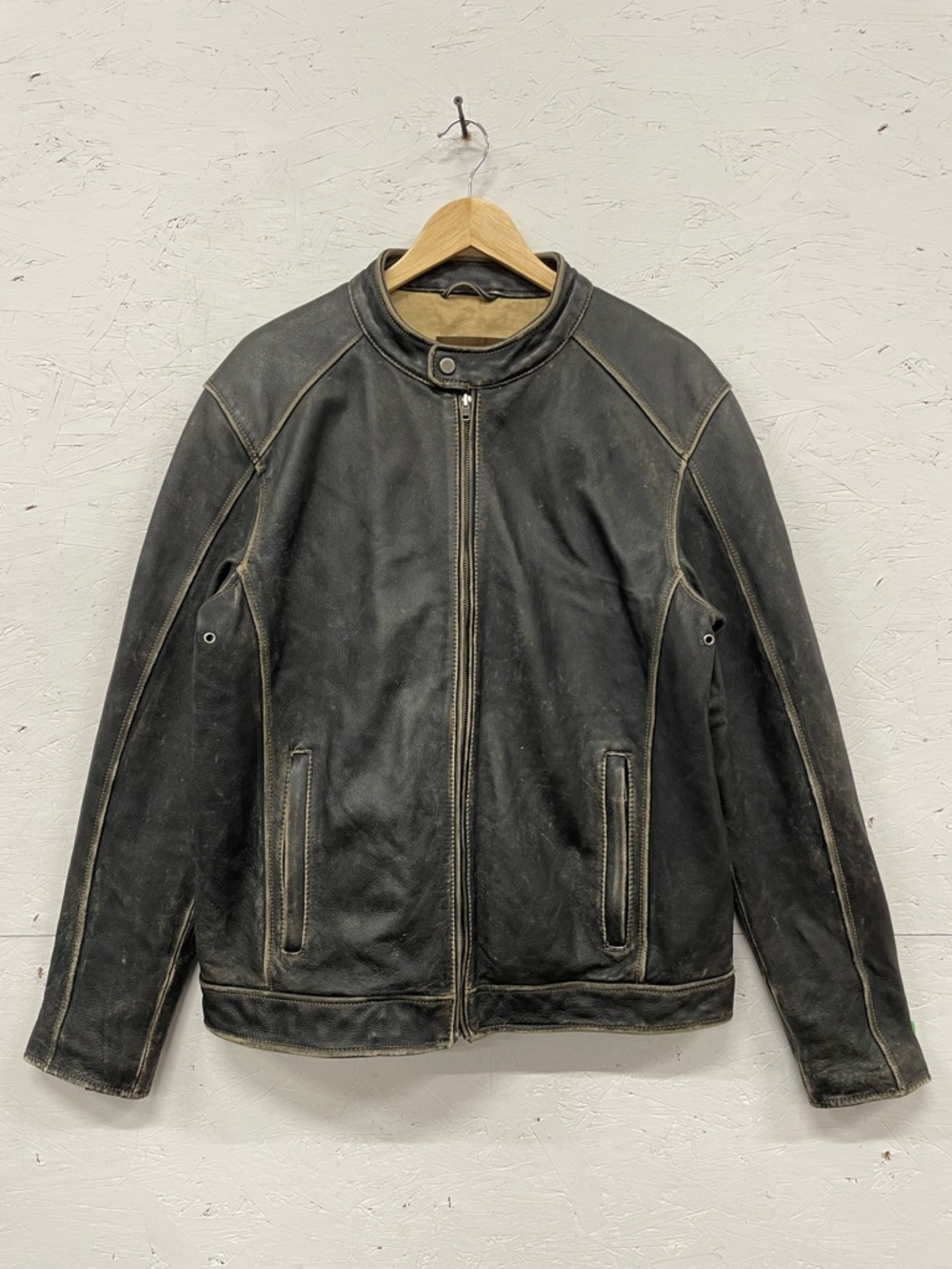 Vintage Danier Distressed Leather Biker Jacket, Size L